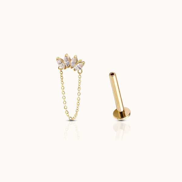 14KSolidGoldFlowerDangleChainT