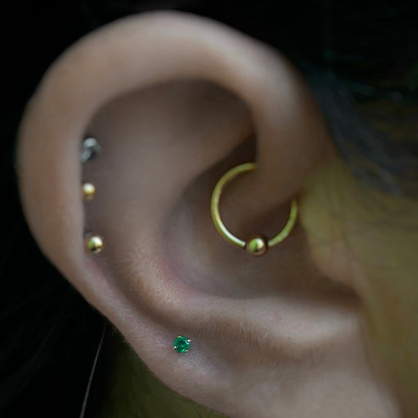 14K Solid Gold Ball Ring Orbital Daith Cartilage Seamless