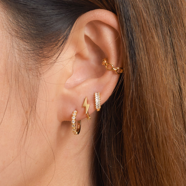 Lightning Bolt Hoop Earrings Prism Charm Drop Cartilage Huggie Hoops Doviana