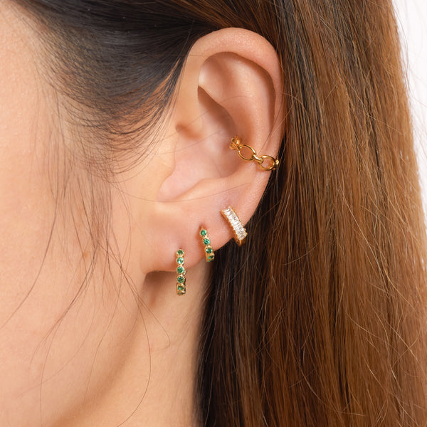 Cuban Link Chain Circular Gold Cuff Single Chain Ear Cuff
