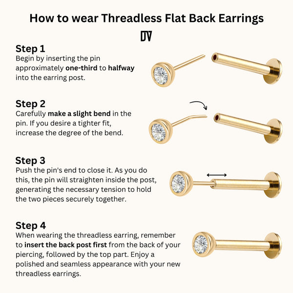 Threadless Push Pin How To Take Off A Flat Back Nose Stud 14K