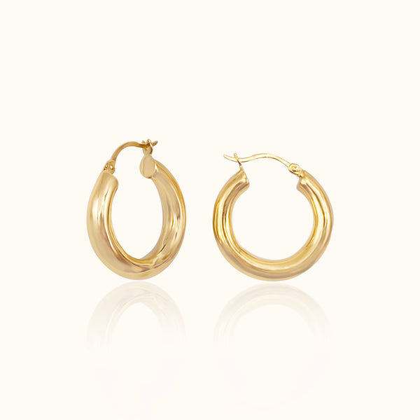 あい　Classic Hoops Thick Small Gold SterlingSilverChunkyHoopEarrin