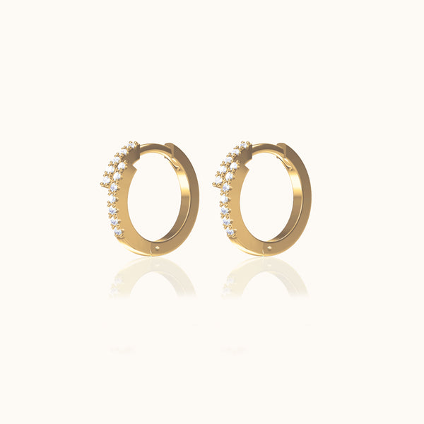 Silver Cubic Zirconia 8MM Huggie Hoop Earrings