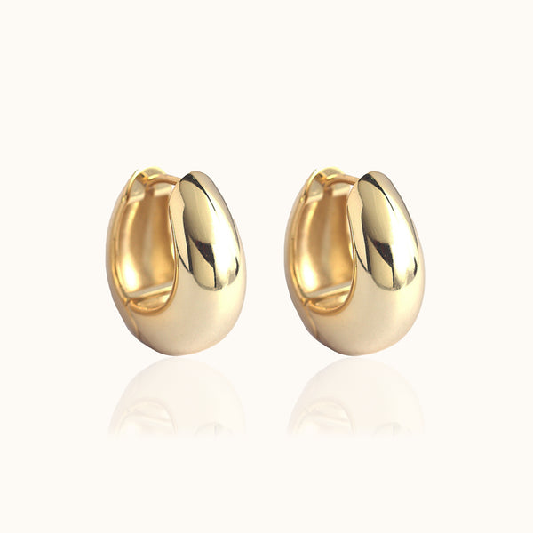 Wide Gold Chubby Statement Large Thick Chunky Huggie Hoops