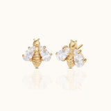 14K Solid Gold Bumble Bee Threadless Labret Flat Back Nap Earring by Doviana