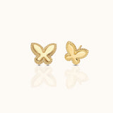 14K Solid Gold Butterfly Threadless Labret Flat Back Earring by Doviana