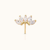 14K Solid Gold Daith CZ Flower Threadless Labret Flat Back Nap Earring by Doviana