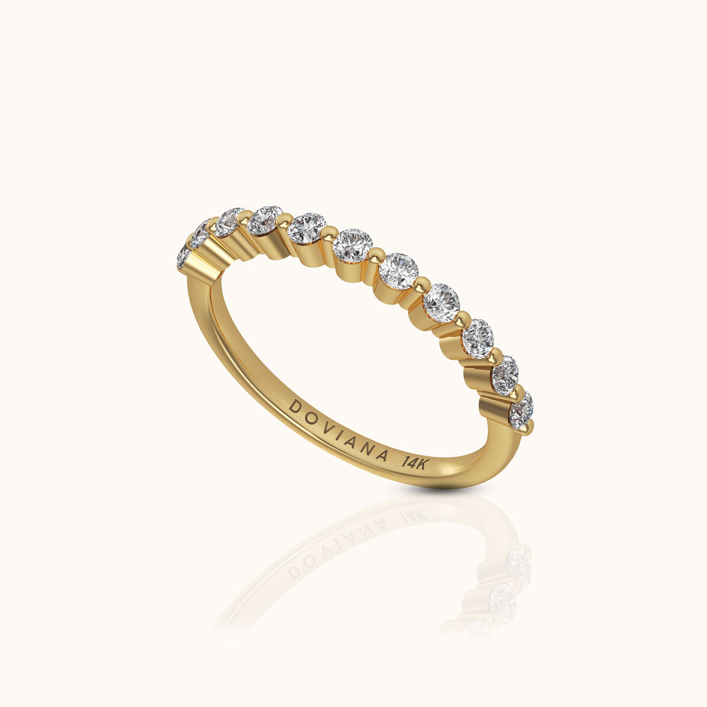 14K Solid Gold Diamond Half Eternity Band Ring by Doviana