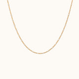 14K Solid Gold Figaro Link Flat Chain Necklace by Doviana