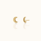 14K Solid Gold Moon Threadless Labret Flat Back Nap Earring