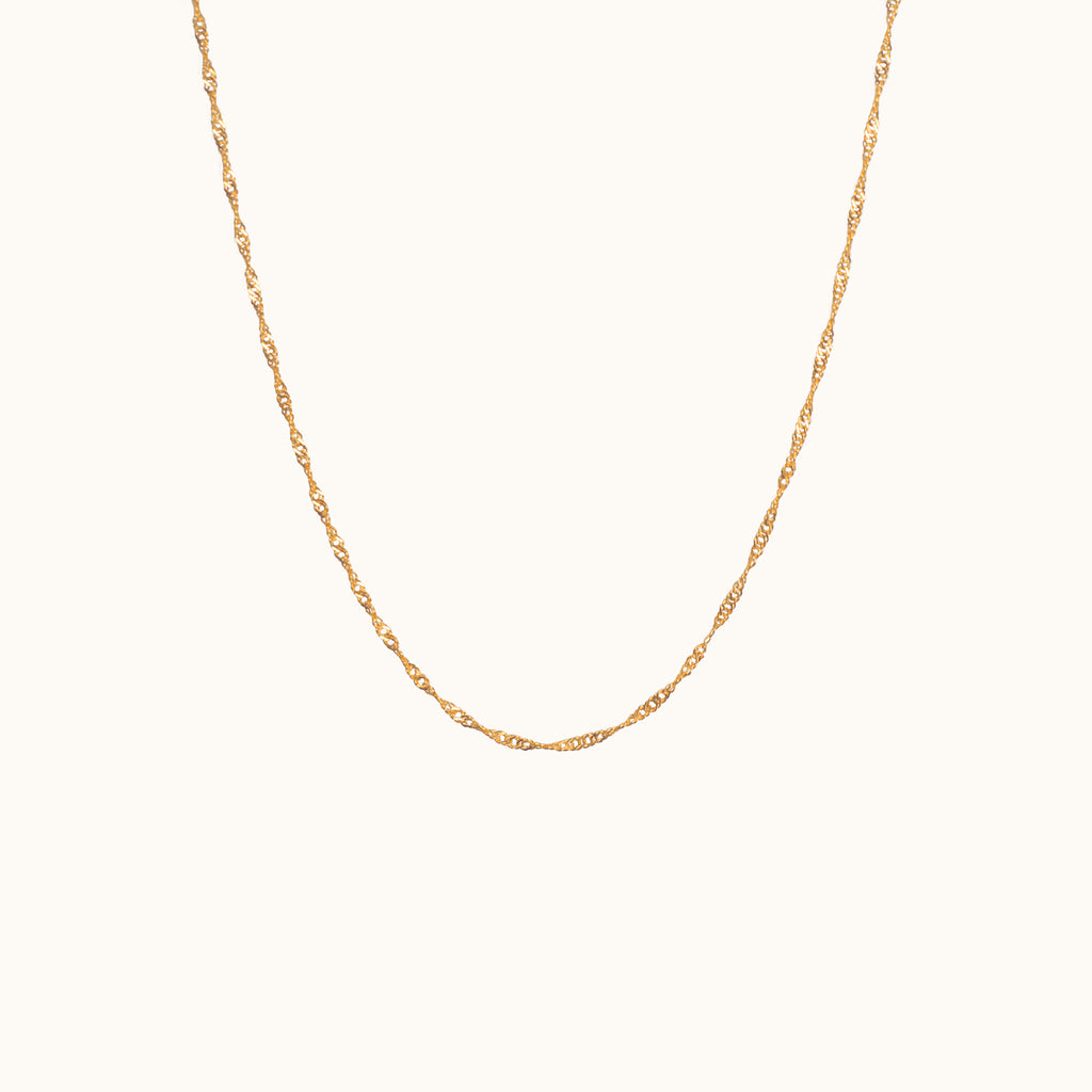 Collana Oro 9 Carati 2mm Tight Twist Singapore: 16-24 Pollici, Incisa, In Scatola Regalo