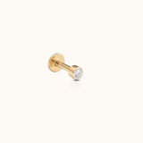 14K Solid Gold 2mm Diamond Threaded Flat Back Earring by DOVIANA