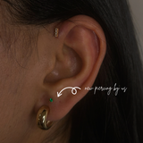 14K Solid Gold 2mm Emerald Green CZ Threadless Flat Back Earring by Doviana