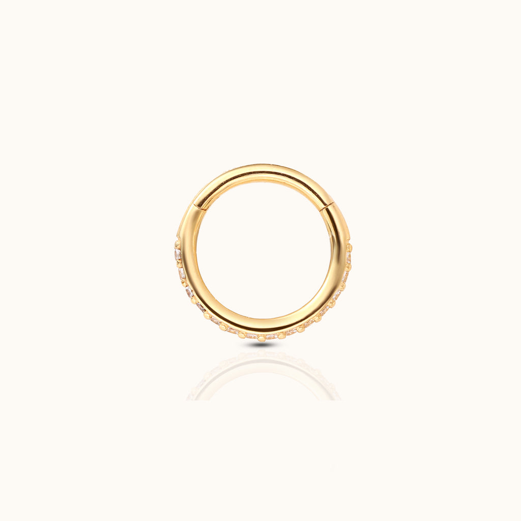 14K Solid Gold 6mm CZ Clicker Nap Hoop Earring by Doviana