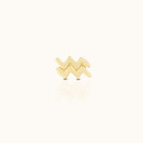 14K Solid Gold Aquarius Feb Birth Air Sign Zodiac Astrology Constellation Threadless Labret Flat Back Earring by Doviana