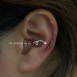 14K Solid Gold Bar Threadless Labret Flat Back Earring by DOVIANA