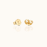 14K Solid Gold Black Lab Diamond Trefoil Stud Earrings