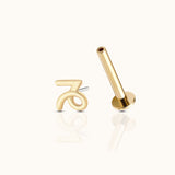 14K Solid Gold Capricorn Jan Birth Earth Sign Zodiac Astrology Constellation Threadless Labret Flat Back Earring by Doviana