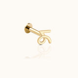 14K Solid Gold Capricorn Jan Birth Earth Sign Zodiac Astrology Constellation Threadless Labret Flat Back Earring by Doviana