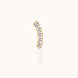 14K Solid Gold Curved Bar CZ Threadless Labret Flat Back Earring by Doviana