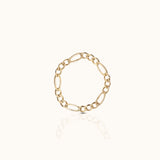 14K Solid Gold Figaro Link Chain Ring by Doviana