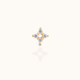 14K Solid Gold Four-point Cluster CZ Threadless Labret Flat Back Earring by Doviana