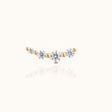 14K Solid Gold Graduated CZ Wave Arc Climber Threadless Labret Flat Back Earring by Doviana