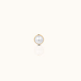 14K Solid Gold Natural Pearl Bezel Threadless Labret Flat Back Earring
