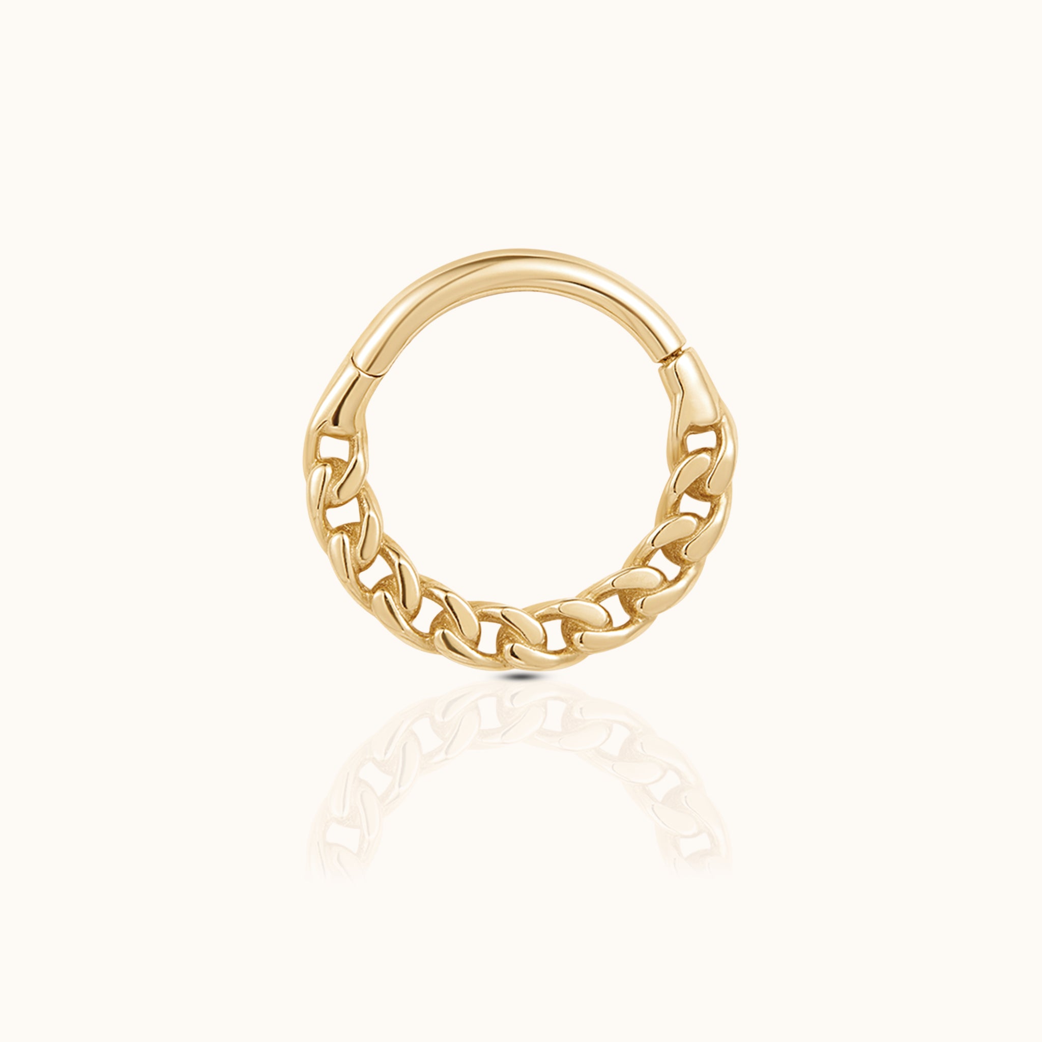 14K Solid Gold Paperclip Chain Link Clicker Hoop Earring by Doviana