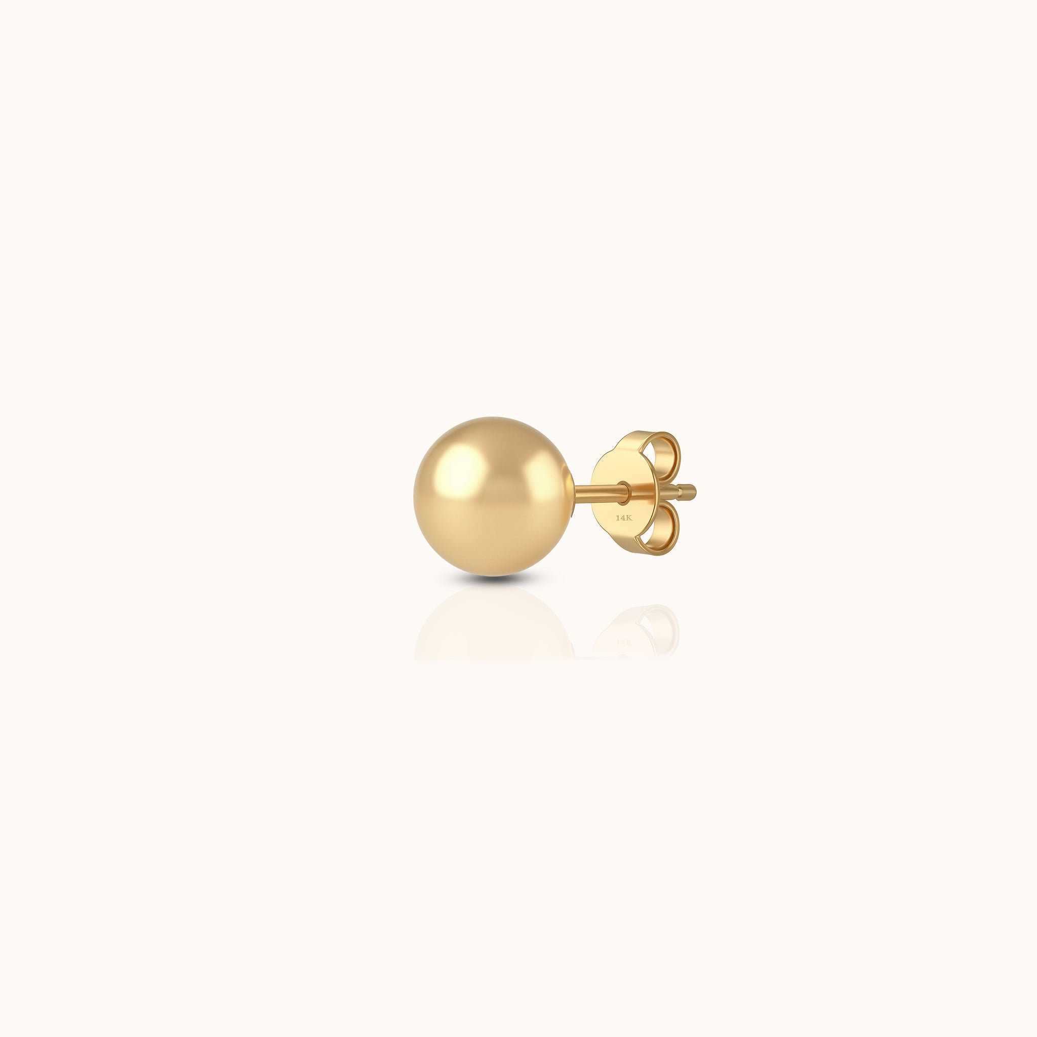 14K Solid Gold Single 4mm Sphere Ball Stud Earring by Doviana