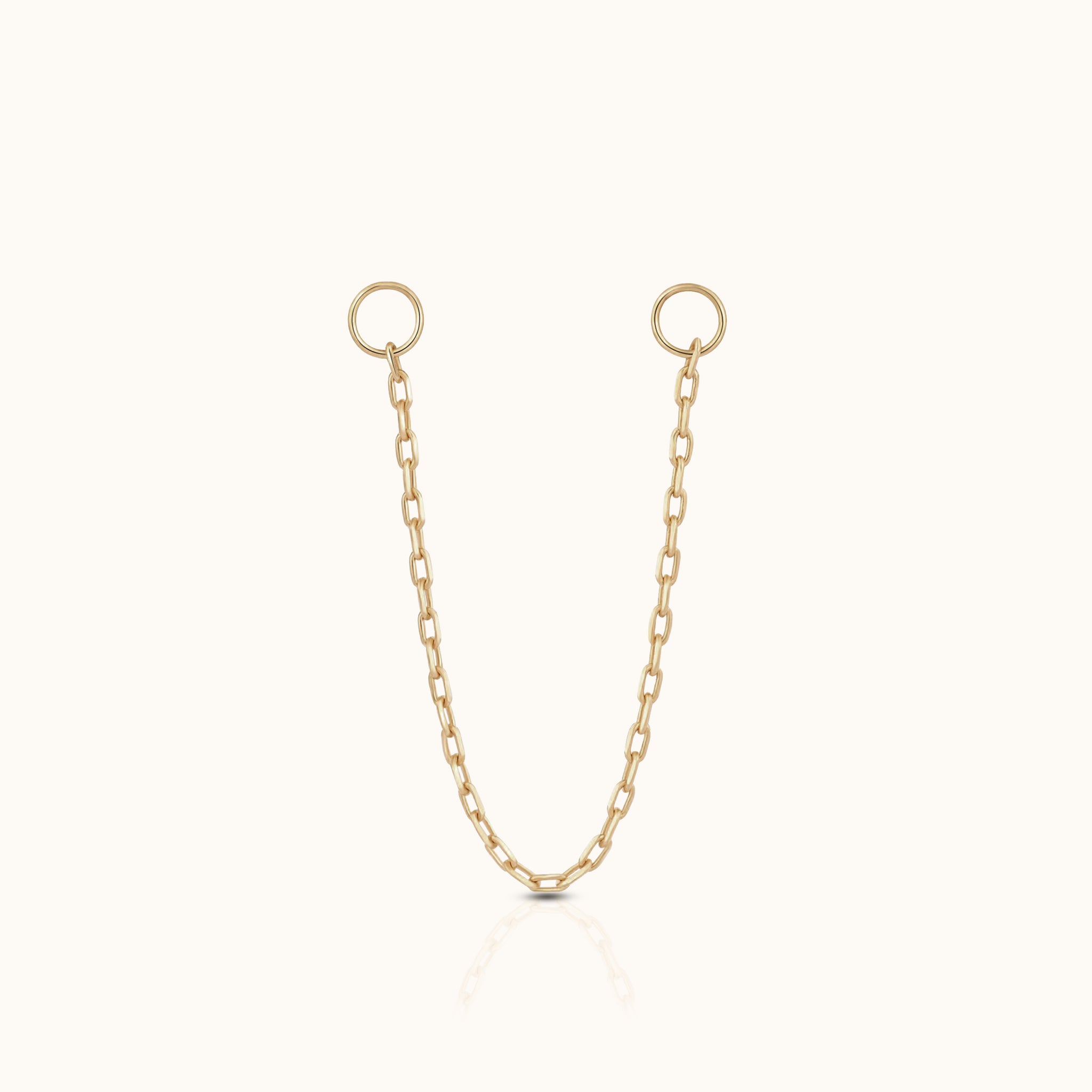 14K Solid Gold Petite Rocket Connector Chain Threadless Labret Flat Back Nap Earring by Doviana