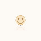 14K Solid Gold Smiley Face Disc Threadless Labret Flat Back Nap Earring by Doviana