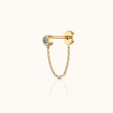 14K Solid Gold Spark Connection Diamond Chain Stud by Doviana