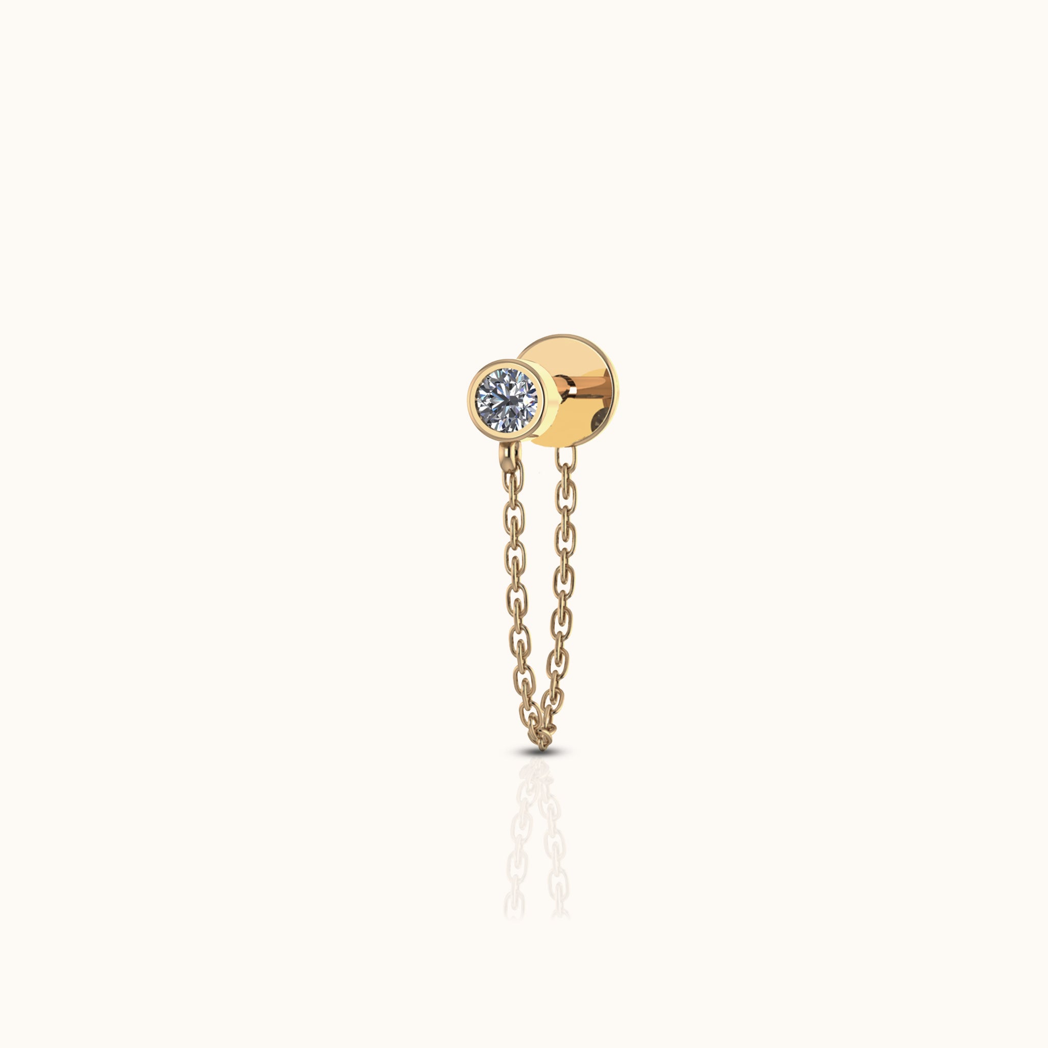 14K Solid Gold Spark Connection Diamond Chain Stud by Doviana