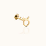 14K Solid Gold Taurus May Birth Earth Sign Zodiac Astrology Constellation Threadless Labret Flat Back Earring by Doviana