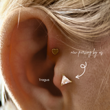14K Solid Gold Triangle CZ Threadless Flat Back Earring by DOVIANA