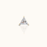 14K Solid Gold Triangle CZ Threadless Labret Flat Back Earring by Doviana