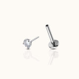 Classic 2mm CZ Threadless Labret Titanium Flat Back Earring