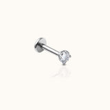 Classic 2mm CZ Threadless Labret Titanium Flat Back Earring