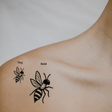 Bee Happy — Tiny Buzz, Big Energy by DOVIANA Tattoo Studio (height 0.5‘’)