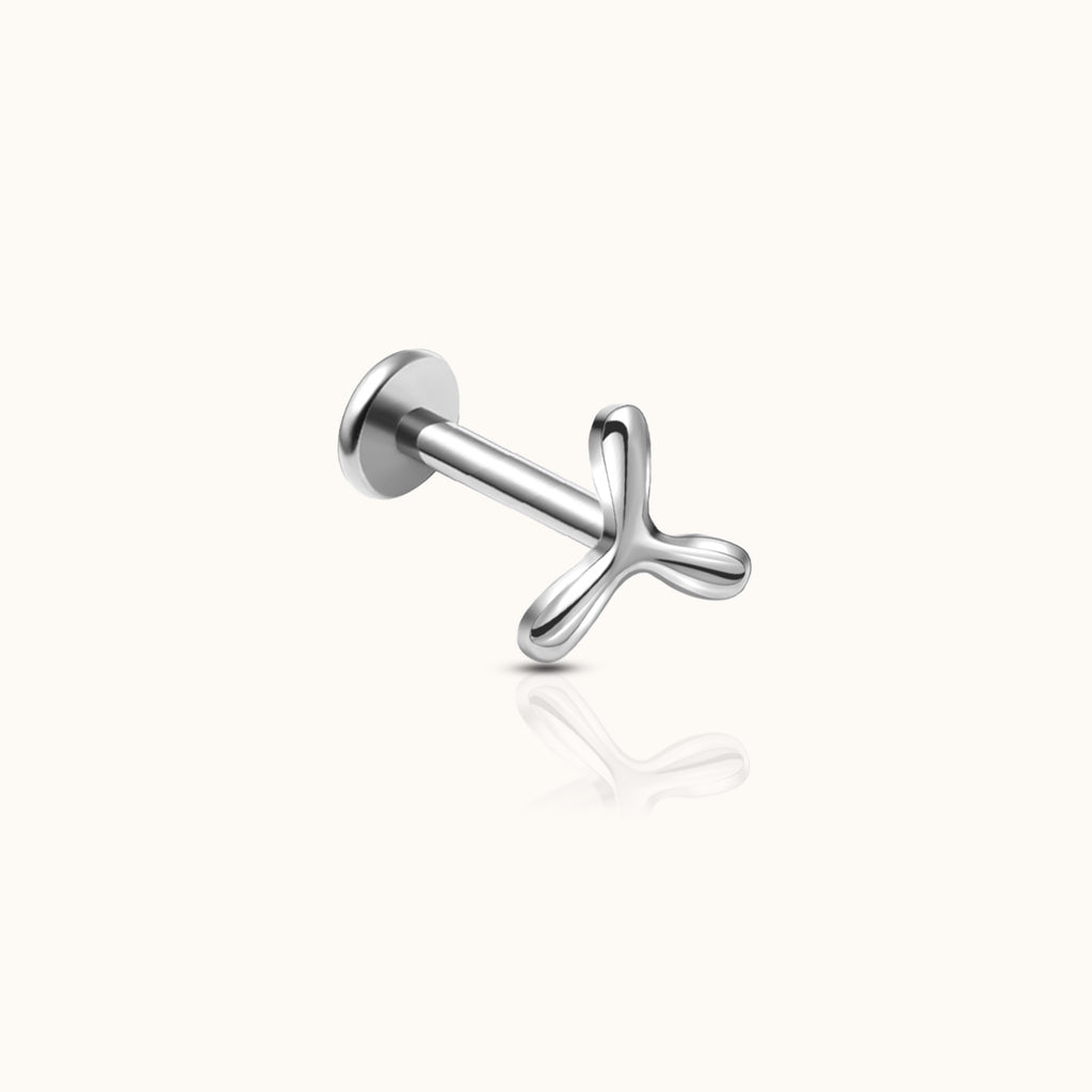 Boomerang Valve Threadless Labret Titanium Flat Push Back Nap Earring by Doviana