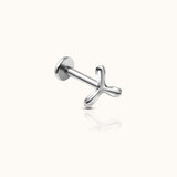 Boomerang Valve Threadless Labret Titanium Flat Push Back Nap Earring by Doviana