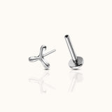 Boomerang Valve Threadless Labret Titanium Flat Push Back Nap Earring by Doviana