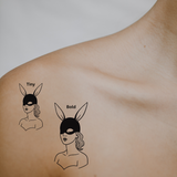 Bunny Babe — Sweet, Mysterious, Unapologetic 🖤🐰 by DOVIANA Tattoo Studio (width 0.4‘’) 