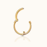 CZ Cross Clicker Titanium PVD 18K Gold Hinged Nap Hoop Earring by Doviana