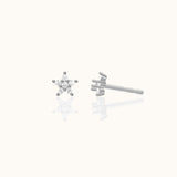 CZ Cherry Blossom Studs 925 Sterling Silver Tiny Floral Petite Flower Petal Star Earrings by Doviana