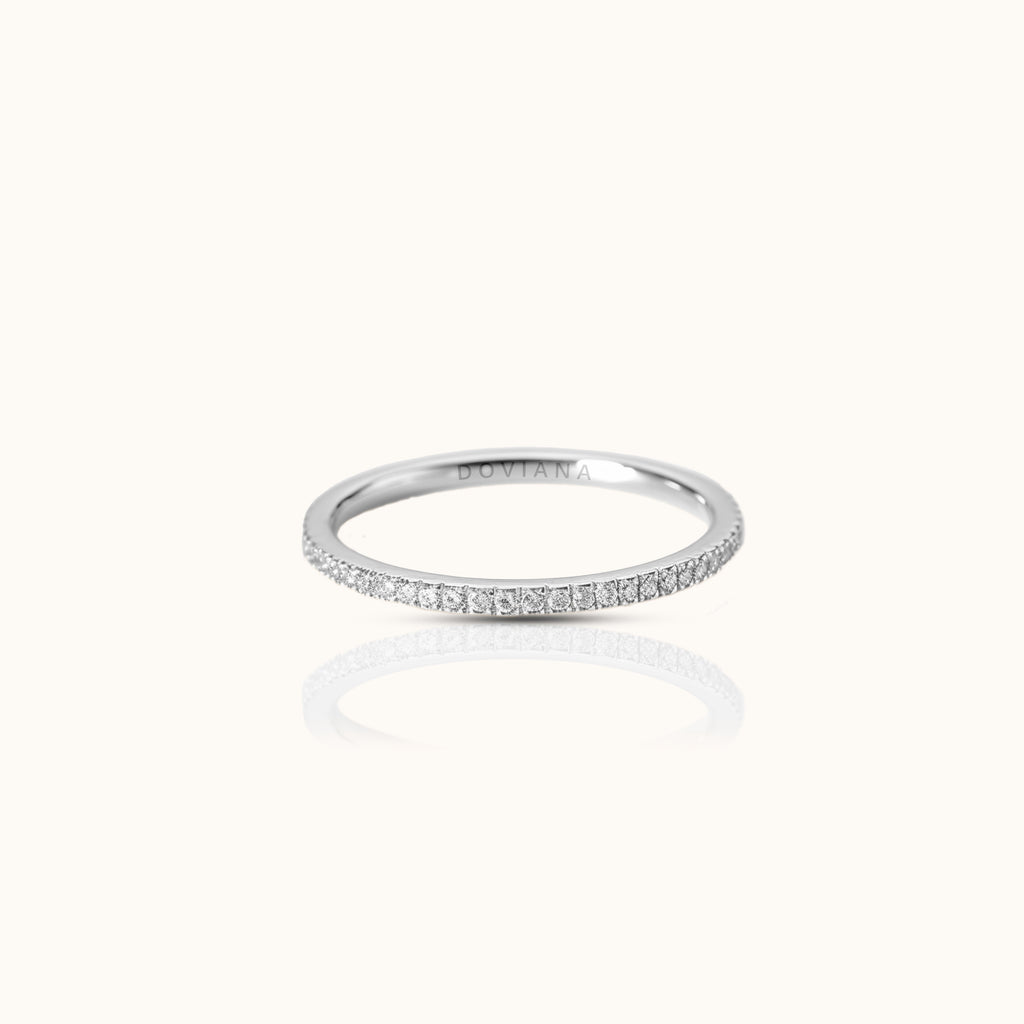 CZ Pave Eternity Band Titanium Silver Color Ring by DOVIANA