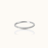 CZ Pave Eternity Band Titanium Silver Color Ring by DOVIANA