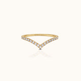 CZ Wishbone Band Titanium PVD Gold Ring by DOVIANA