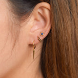 Dangle Drop Tiny Chubby Petite Gold Plain Spikes Huggie Hoop Edgy Spike Earrings by Doviana